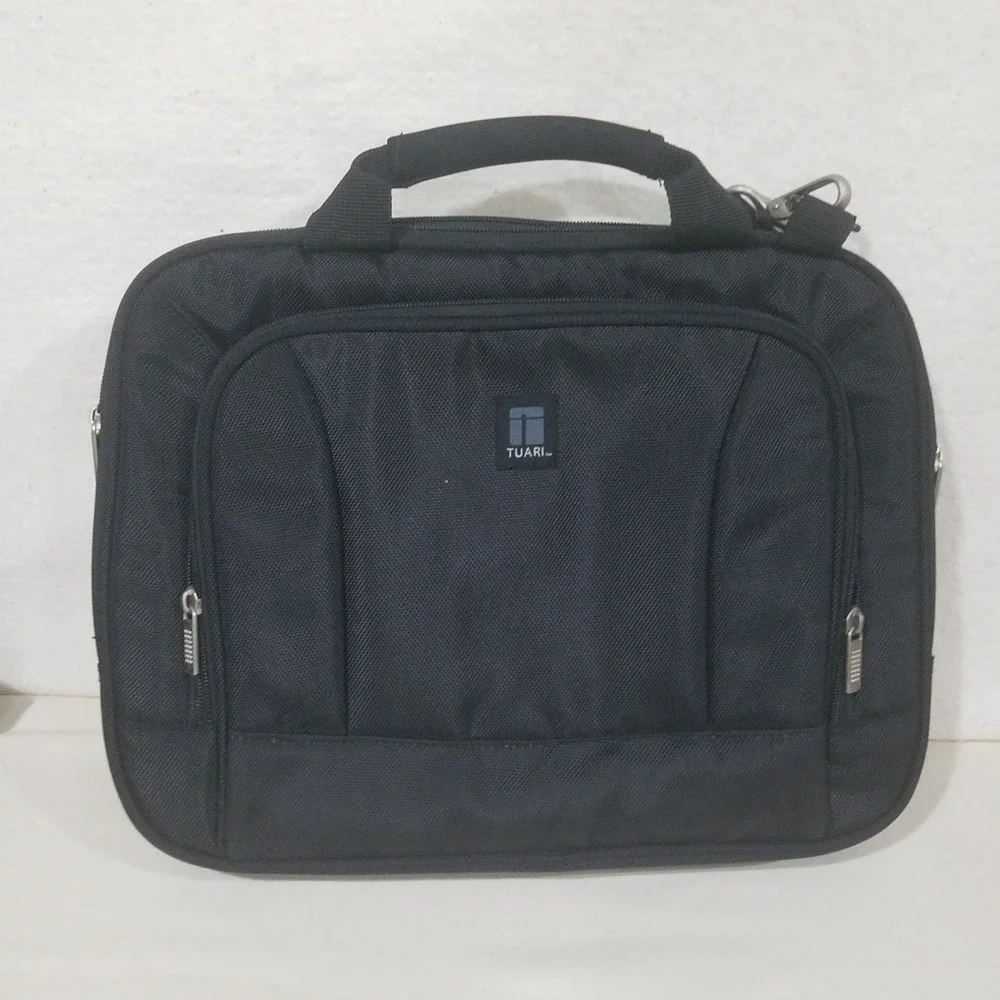 Black Travel soft Laptop Messenger Bag‎ TUARI Briefcase Shoulder Strap Padded